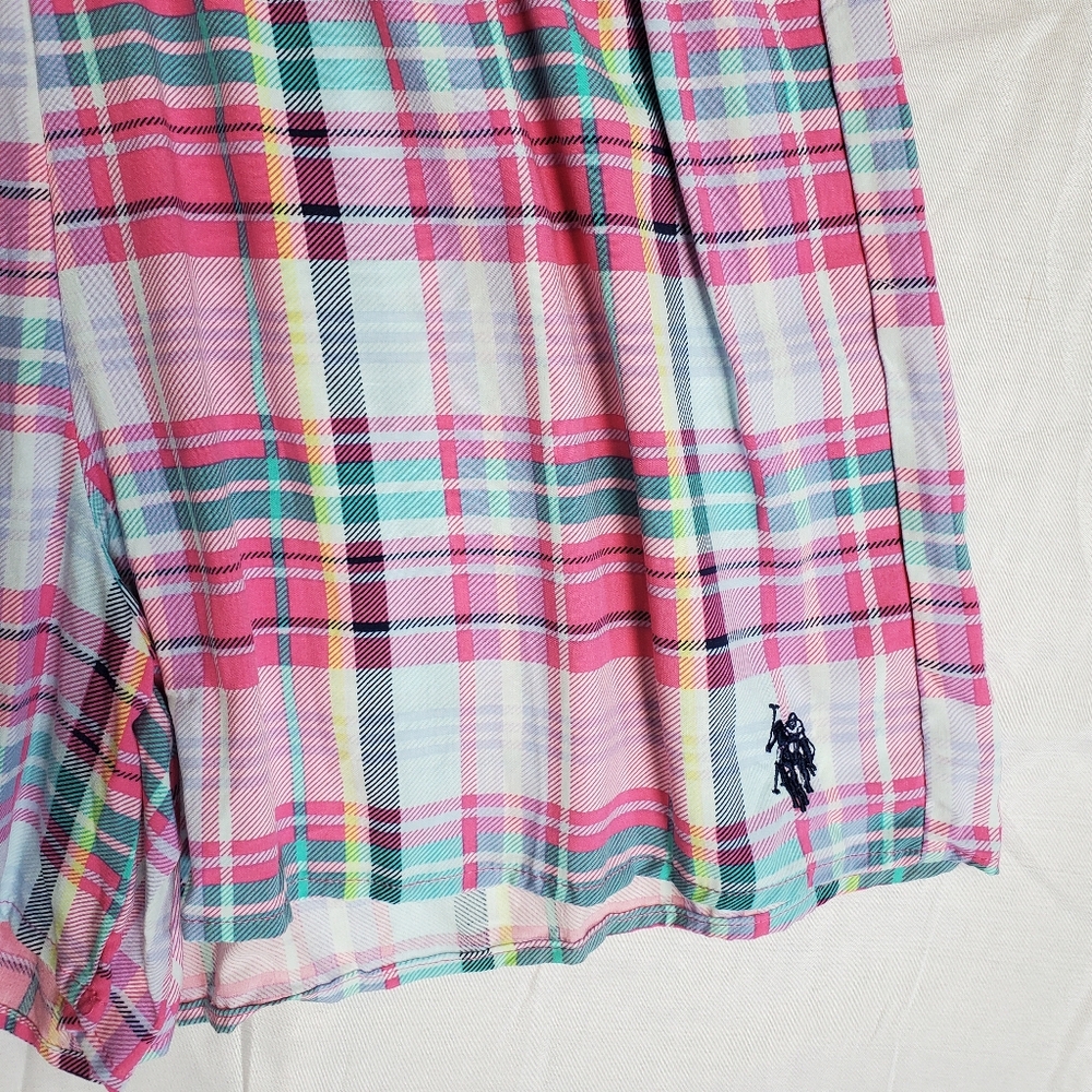 US Polo Assnt. Plaid Women's Shorts in Pink and Blue - Picture 5 of 5